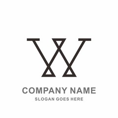 Monogram Letter W Geometric Triangle Strips Business Company Stock Vector Logo Design Template 
