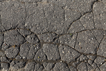 asphalt broken closeup