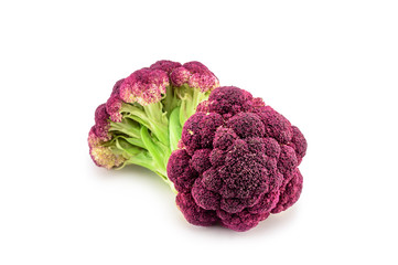 Purple cauliflower isolated on white. Selective focus