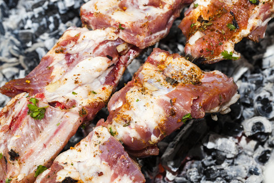 barbecue pork, close-up