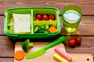 Healthy lunch box for student with juice