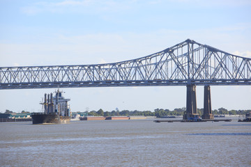 Crescent City Connection Bridge carries traffic over the Mississippi river