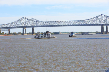 Crescent City Connection Bridge carries traffic over the Mississippi river