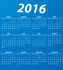 blue 2016 calendar modern simple design