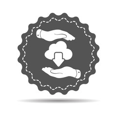 two hands with cloud computing download icon. Vector illustratio