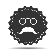 flat face icon with pincenez and mustaches