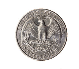 coin in a quarter of the US dollar