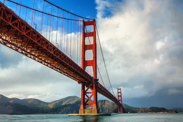 Golden Gate Bridge in San Francisco on a partly cloudy day © Allen.G