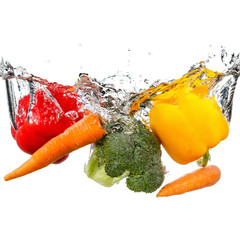 Vegetables thrown into a water