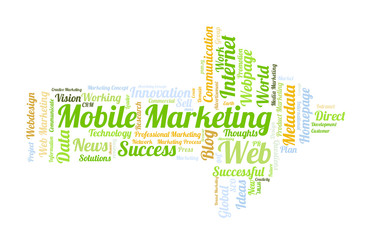 Mobile Marketing word cloud shaped as a arrow