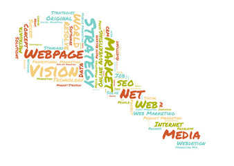 webpage word cloud shaped as a key