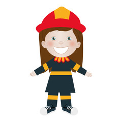 child dressed as firefighter icon image vector illustration design 