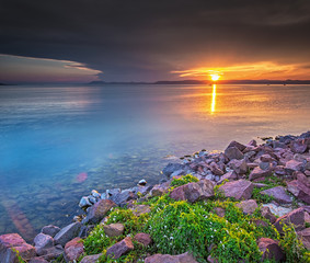 Sunset over lake Balaton