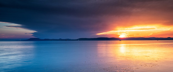 Fototapeta na wymiar Sunset over lake Balaton