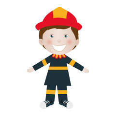 child dressed as firefighter icon image vector illustration design 
