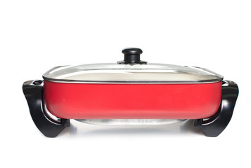 Red steel pan isolated on white background