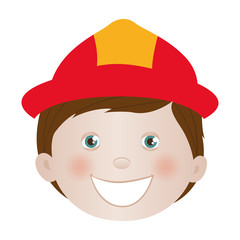 child dressed as firefighter icon image vector illustration design 