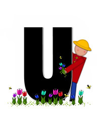 Alphabet Children Spring Tulips U