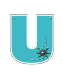 Fototapeta premium Alphabet Metallica Turquoise U