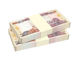 Jamaican dollar bills isolated on white background. 3D illustration.