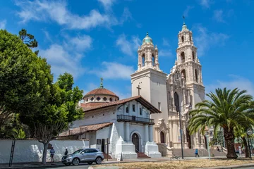 Deurstickers Mission Dolores Basilica, Catholic Church with Two Belltowers, San Francisco, California © Jill Clardy