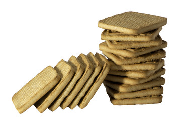 Square cookies isolated on white background