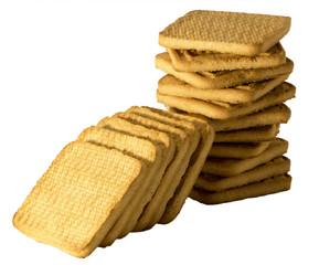 Square cookies isolated on white background