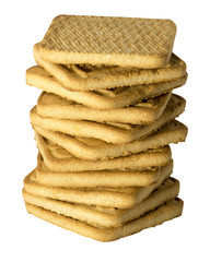 Square cookies isolated on white background