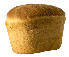 square loaf of bread isolated on white background