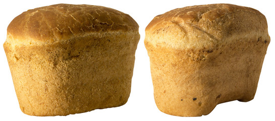 square loaf of bread isolated on white background