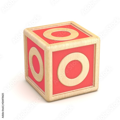 "Letter O wooden alphabet blocks font rotated. 3D" Stock photo and