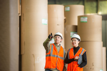 Paper mill factory workers