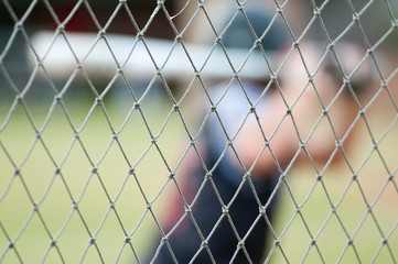 Close up of baseball fence