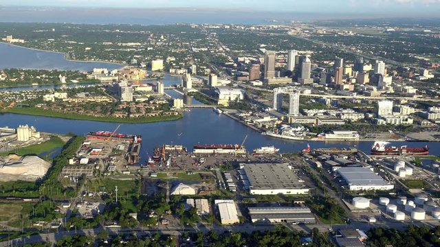 Tampa Florida Aerial Skyline 4k