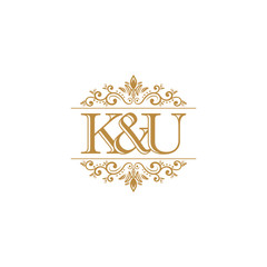 K&U Initial logo. Ornament gold