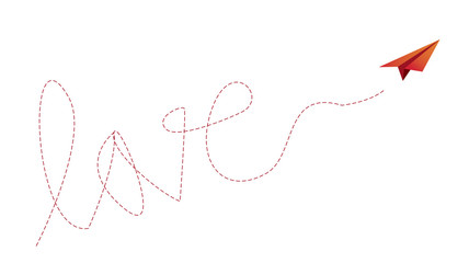 paper plane and love text