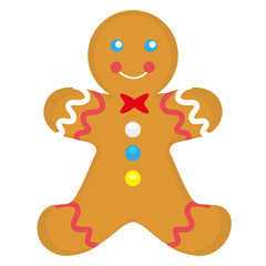 Happy gingerbread man, vector cookie illustration, set xmas, Christmas.
