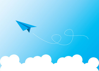 paper plane on blue sky