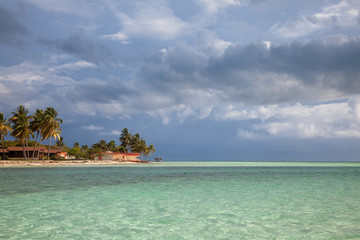 Resort waterfront beach landscape view, Cuba vacation