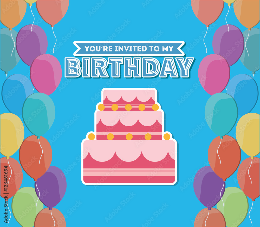 Sticker Happy birthday cake icon vector illustration graphic design