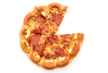 Homemade Pepperoni Pizza on white background