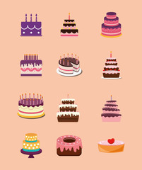 Happy birthday cake icon vector illustration graphic design