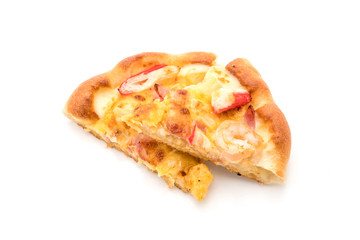 hawaiian seafood pizza isolated on white background