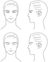 Naklejka premium 男性の顔 正面と横顔