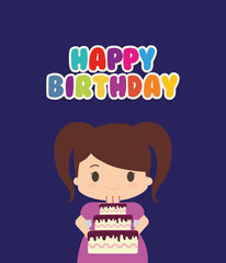 Happy birthday kid cartoon icon vector illustration graphic design