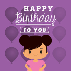 Happy birthday kid cartoon icon vector illustration graphic design