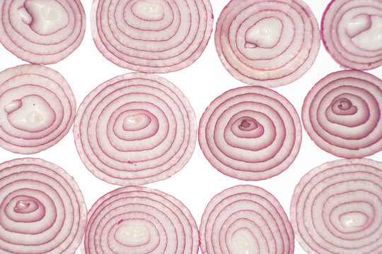 Red sliced onion background