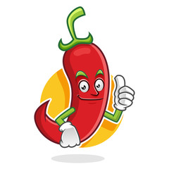 Thumb up chili pepper mascot, chili pepper character, chili pepper cartoon
