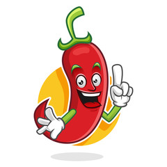 Smart chili pepper mascot, chili pepper character, chili pepper cartoon
