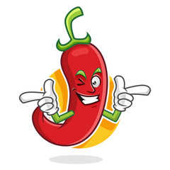 Funky chili pepper mascot, chili pepper character, chili pepper cartoon
